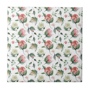 Rosa und Weiß Rosen Nahtlose Keramik Tile Fliese
