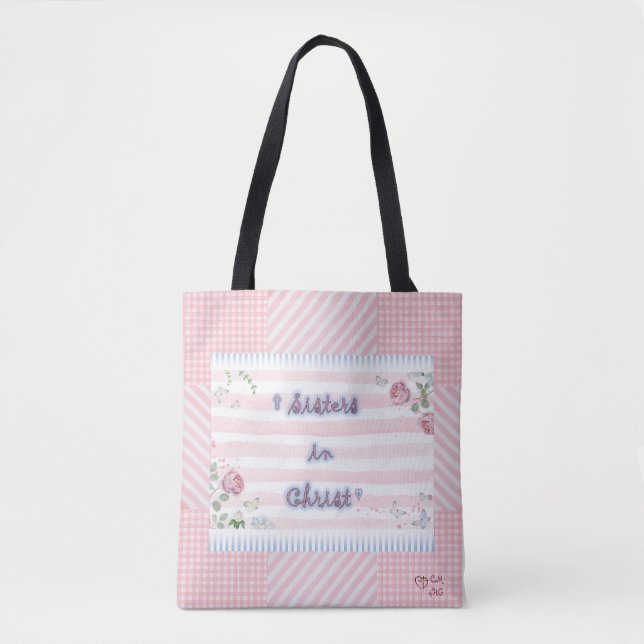 Rosa und Weiß "Schwestern in Christus" Bibel Tote  (Vorderseite)