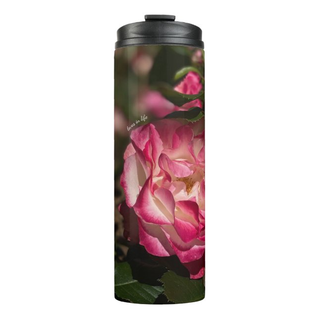 Rosa und Weiß Thermosbecher (Vorderseite)