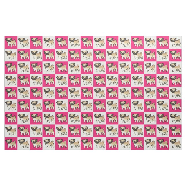 Rosa und Weiß überprüftes Mops-Gewebe Stoff (Fat Quarter (45,7 x 55,9 cm))