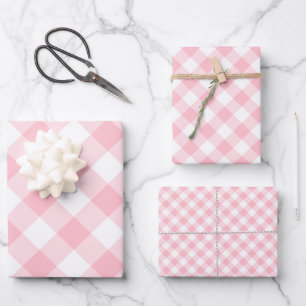 Rosa und Weiß Unterschiedliche Größen Diagonal Gin Geschenkpapier Set