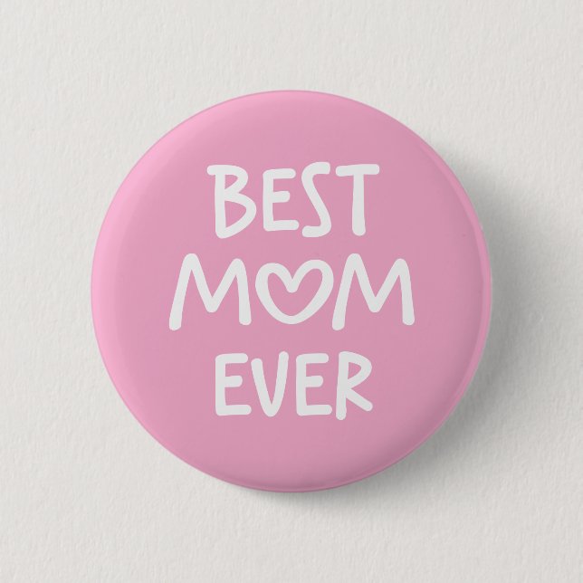Rosa und Weiß Whimsical Heart Beste Mutter überhau Button (Vorderseite)