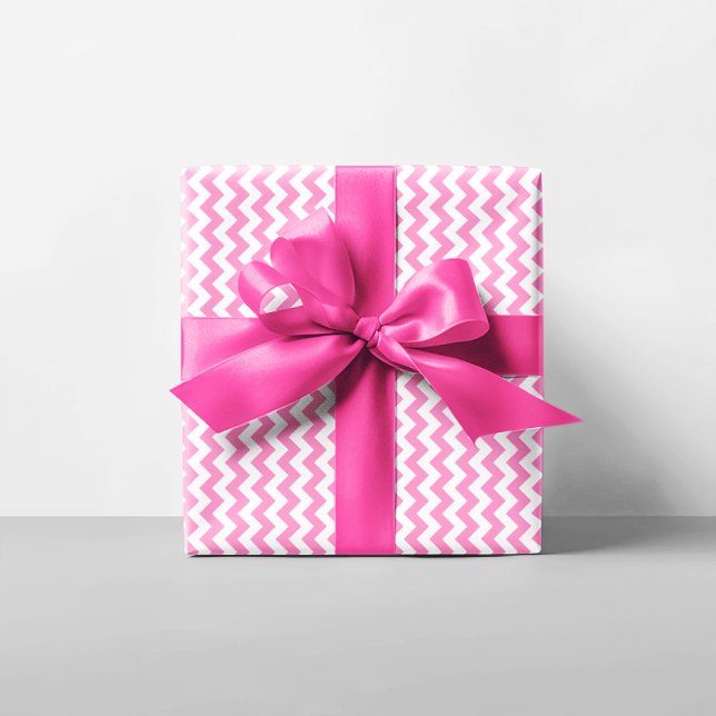 Rosa und Weiß Zickzack Geschenkpapier (Pink and White Chevron Wrapping Paper)
