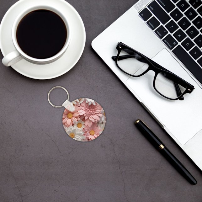 Rosa und weiße 3D-Blume Schlüsselanhänger (Von Creator hochgeladen)