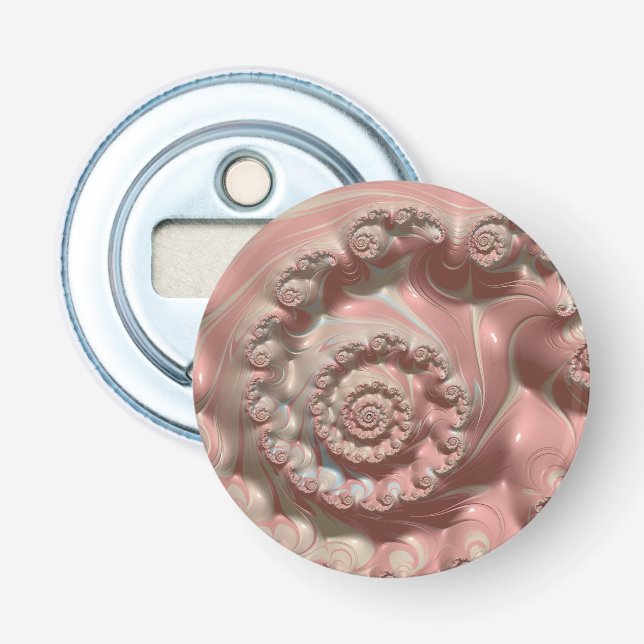 Rosa und weiße 3D-Fraktal ~ Flaschenöffner (Vorderseite)