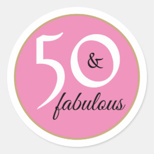 Rosa und Weiße 50 und Fantastische Typografie Runder Aufkleber