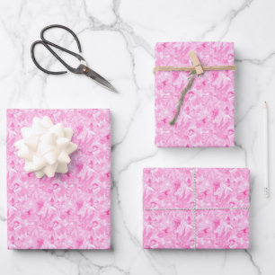 Rosa und weiße Alkohol-Tinte Geschenkpapier Set
