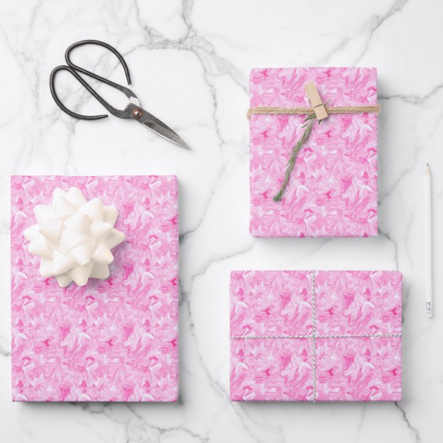 Rosa und weiße Alkoholtinte Geschenkpapier Set (Vorderseite)