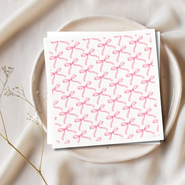 Rosa und weiße Ästhetik weich rosa Buchse Neapel Serviette (Pink & White Aesthetic Soft Pink Bow Paper Napkins)