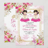 Rosa und weiße Blume - Einladung in Quinceanera