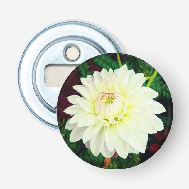 Rosa und weiße Blume Flaschenöffner (Vorderseite)