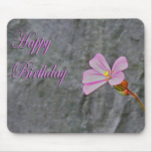 Rosa und weiße Blume Geburtstag Mousepad