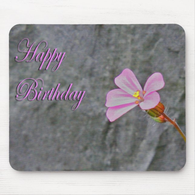 Rosa und weiße Blume Geburtstag Mousepad (Vorne)