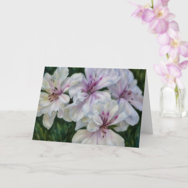 Rosa und weiße Blume Geranium Art Note Card Karte (Orchidee)