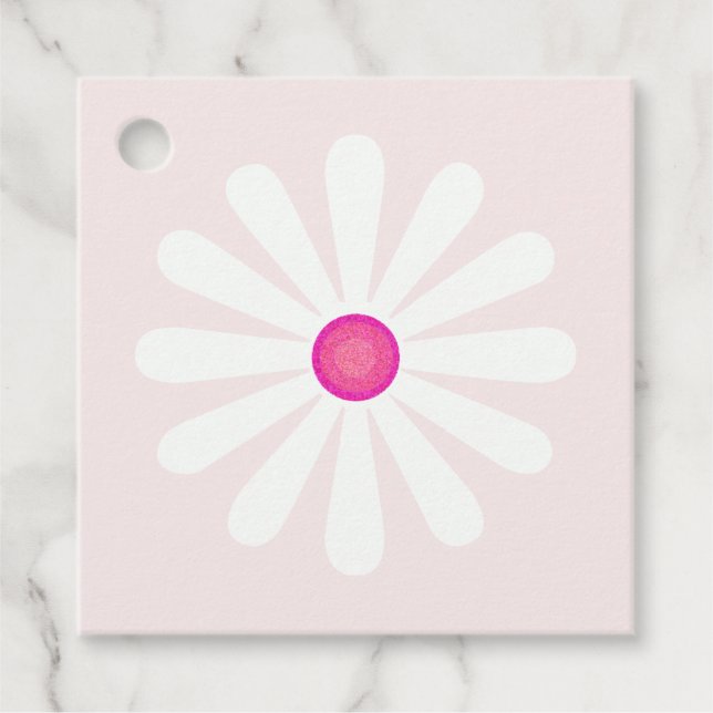 Rosa und weiße Blume Geschenkanhänger (Vorderseite)