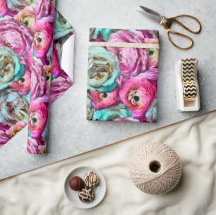 Rosa und Weiße Blume Geschenkpapier