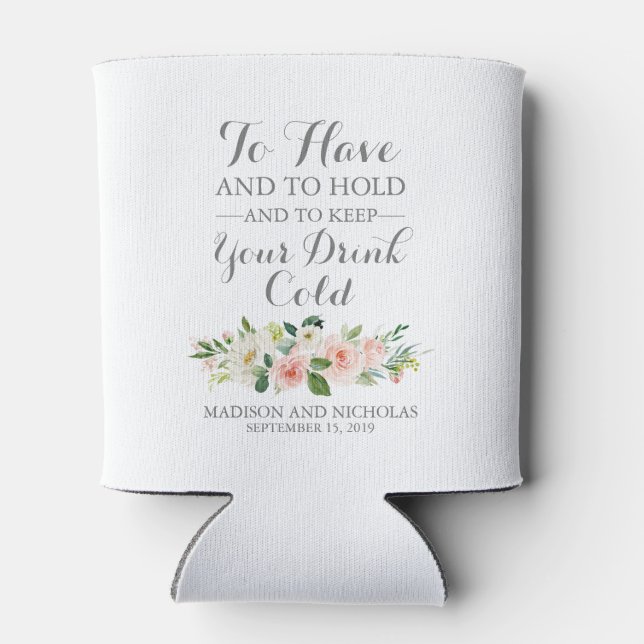 Rosa und weiße Blume Hochzeit kann Kühler Dosenkühler (Rückseite)