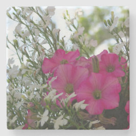 Rosa und weiße Blume - Martha's Vineyard Steinuntersetzer