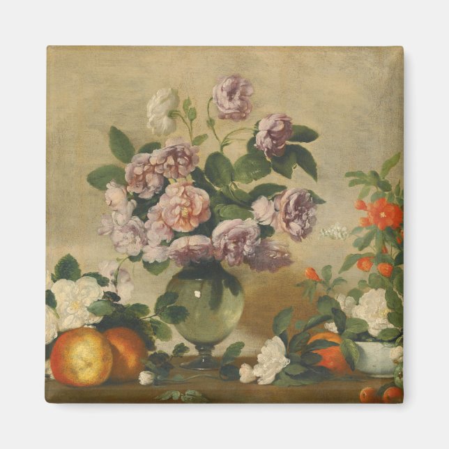 Rosa und weiße Blume (Peonies Still Life) Magnet (Vorne)