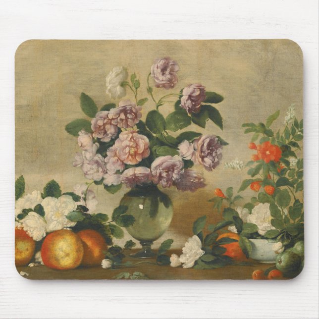 Rosa und weiße Blume (Peonies Still Life) Mousepad (Vorne)