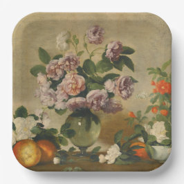 Rosa und weiße Blume (Peonies Still Life) Pappteller