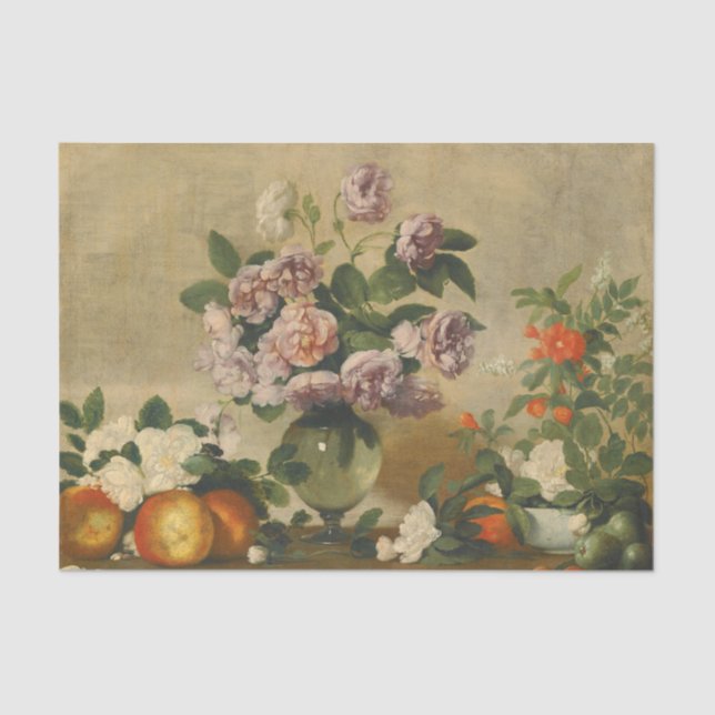 Rosa und weiße Blume (Peonies Still Life) Seidenpapier (Vorderseite)