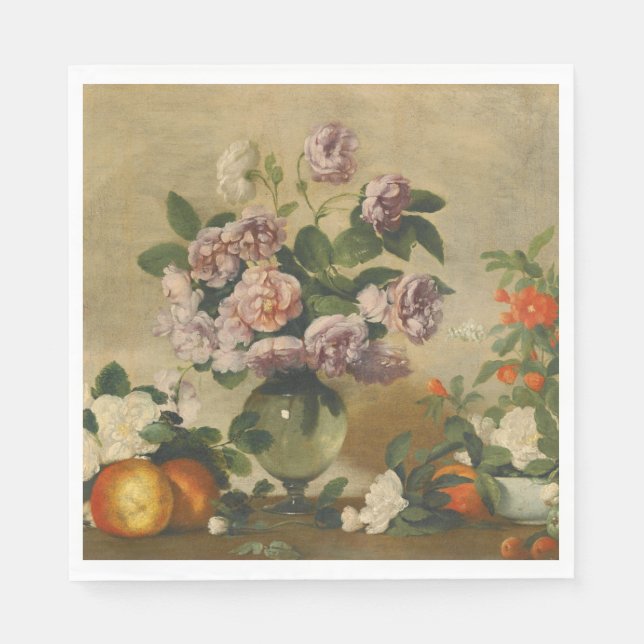 Rosa und weiße Blume (Peonies Still Life) Serviette (Vorderseite)