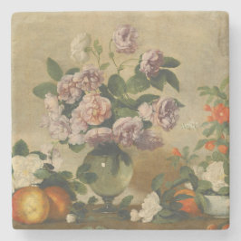 Rosa und weiße Blume (Peonies Still Life) Steinuntersetzer