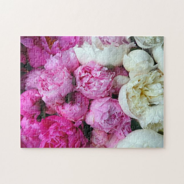 Rosa und weiße Blume Puzzle (Horizontal)