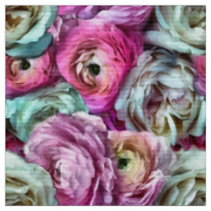 Rosa und Weiße Blume Stoff