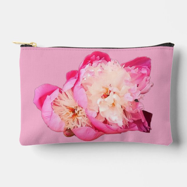 Rosa und weiße Blume Zubehörtasche (Vorderseite)