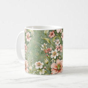Rosa und weiße Blumen auf Salbei Kaffeetasse