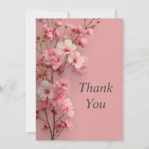 Rosa und weiße Blumen Bubblegum Rosa Dankeschön-Ka Einladung