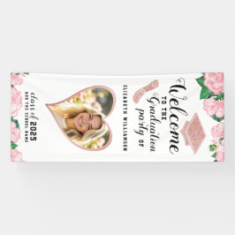 Rosa und weiße Blumen Eleganter Abschluss Willkomm Banner