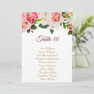 rosa und weiße Blumen goldene Sitzordnung Einladung