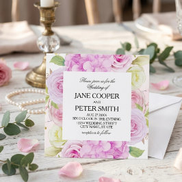 Rosa und weiße Blumen Hochzeitseinladung im Budget Einladung