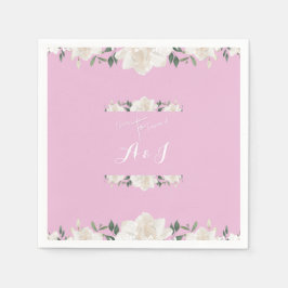 Rosa und weiße Blumen MONOGRAM Hochzeit Napkins Serviette