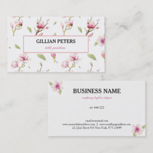 Rosa und weiße Blumen Visitenkarte