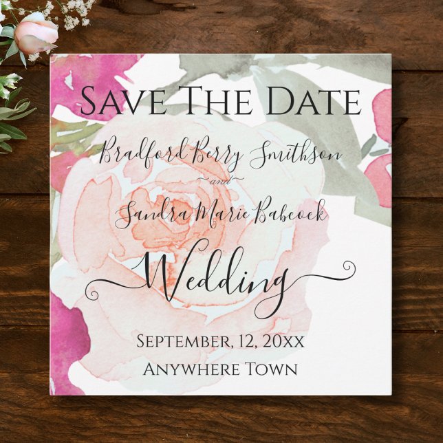 Rosa und weiße Blumenhochzeit Save The Date (Von Creator hochgeladen)