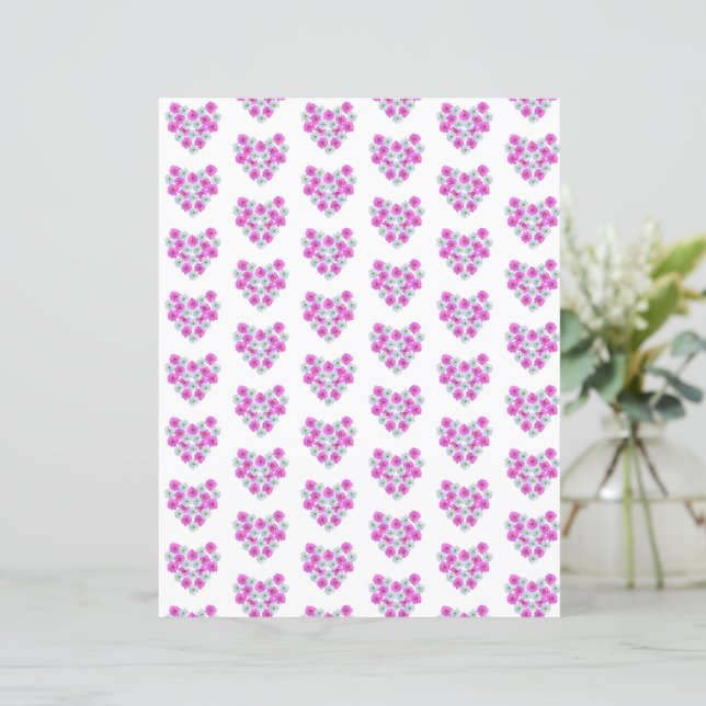 Rosa und weiße Blumenhörer - Scrapbook Paper (Stehend Vorderseite)