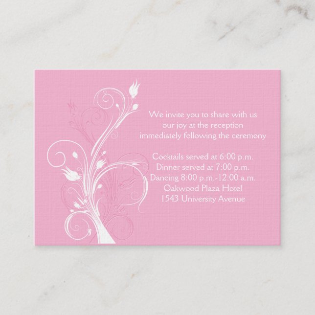 Rosa und weiße Blumenkarte Begleitkarte (Vorderseite)