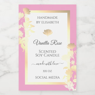 Rosa und weiße Blumenprodukte - Blume Gold Lebensmitteletikett