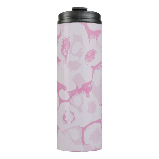 Rosa und weiße Blumentextilien Thermosbecher (Vorderseite)