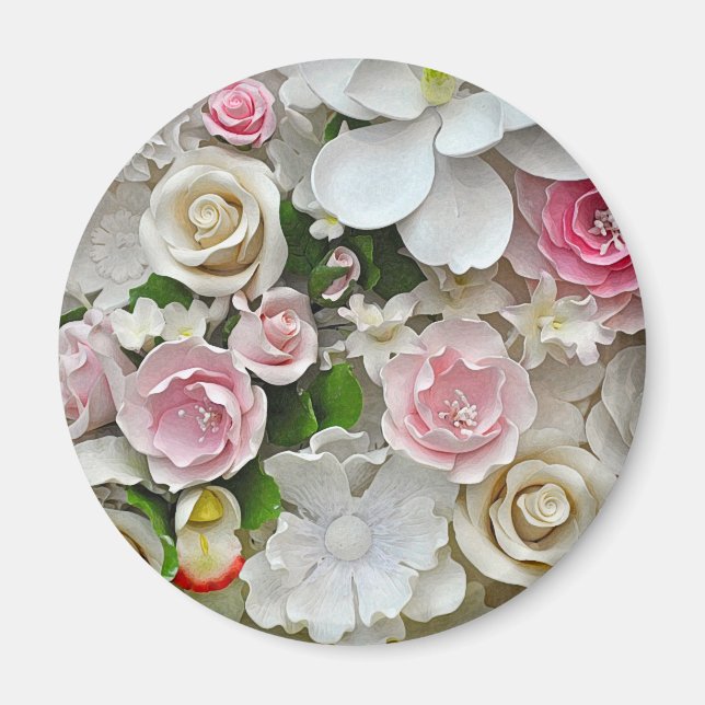 Rosa und weiße Blütenblätter Magnet (Vorne)