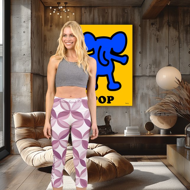 Rosa und weiße Blütengestaltung: Benutzerdefiniert Capri Leggings (Von Creator hochgeladen)