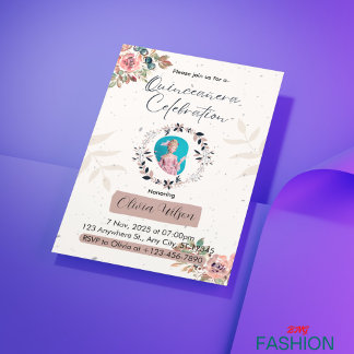 Rosa und Weiße Blütenprinzessin Quinceanera Geburt Einladung