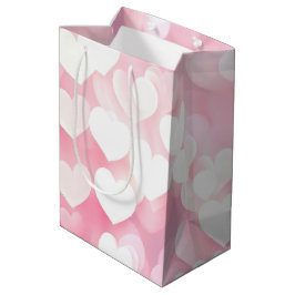 Rosa und weiße Bokeh Herz Mittlere Geschenktüte