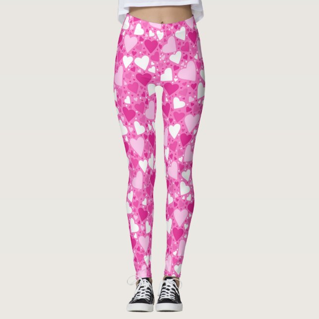 Rosa und weiße Brustkrebserkrankungen Leggings (Vorderseite)