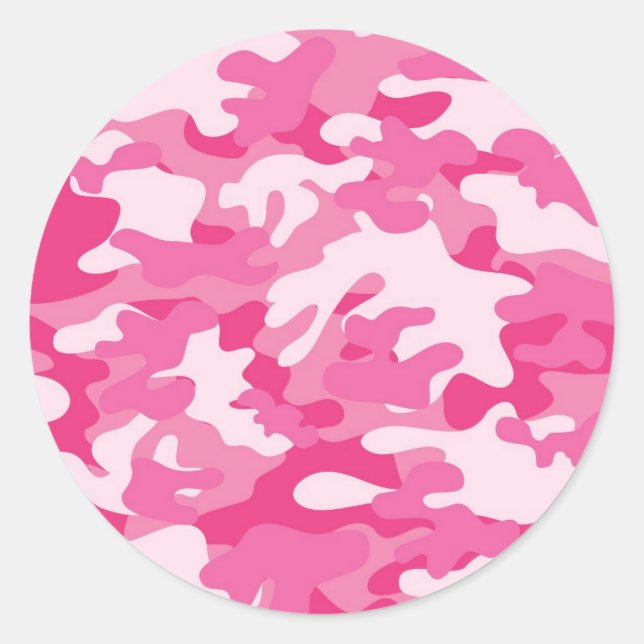Rosa und weiße Camouflage Runder Aufkleber (Vorderseite)
