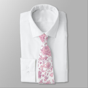 Rosa und weiße Chinoiserie-Blumen  Krawatte